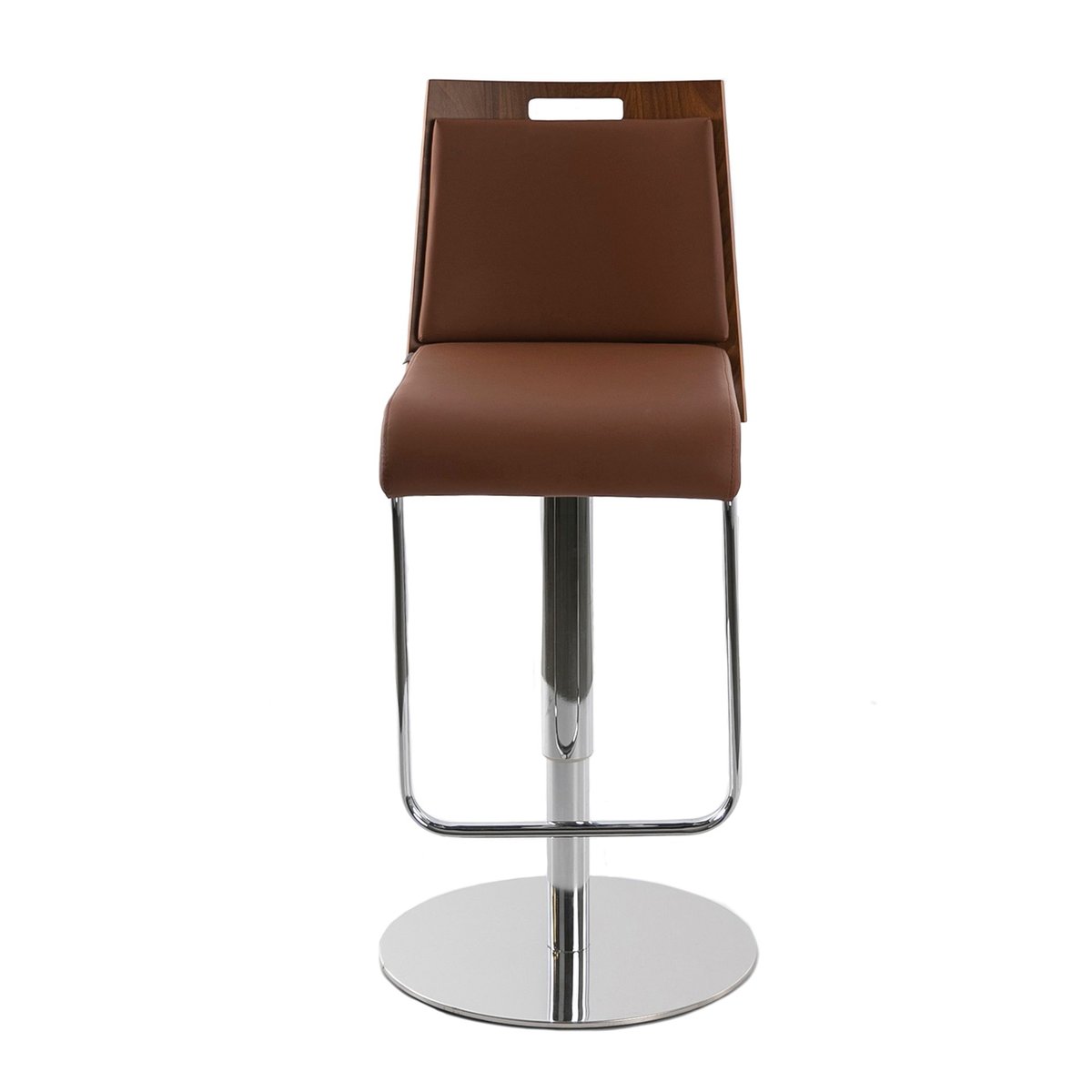 Tabouret en simili et acier chromé marron | noyer | acier, ANGEL CERDA