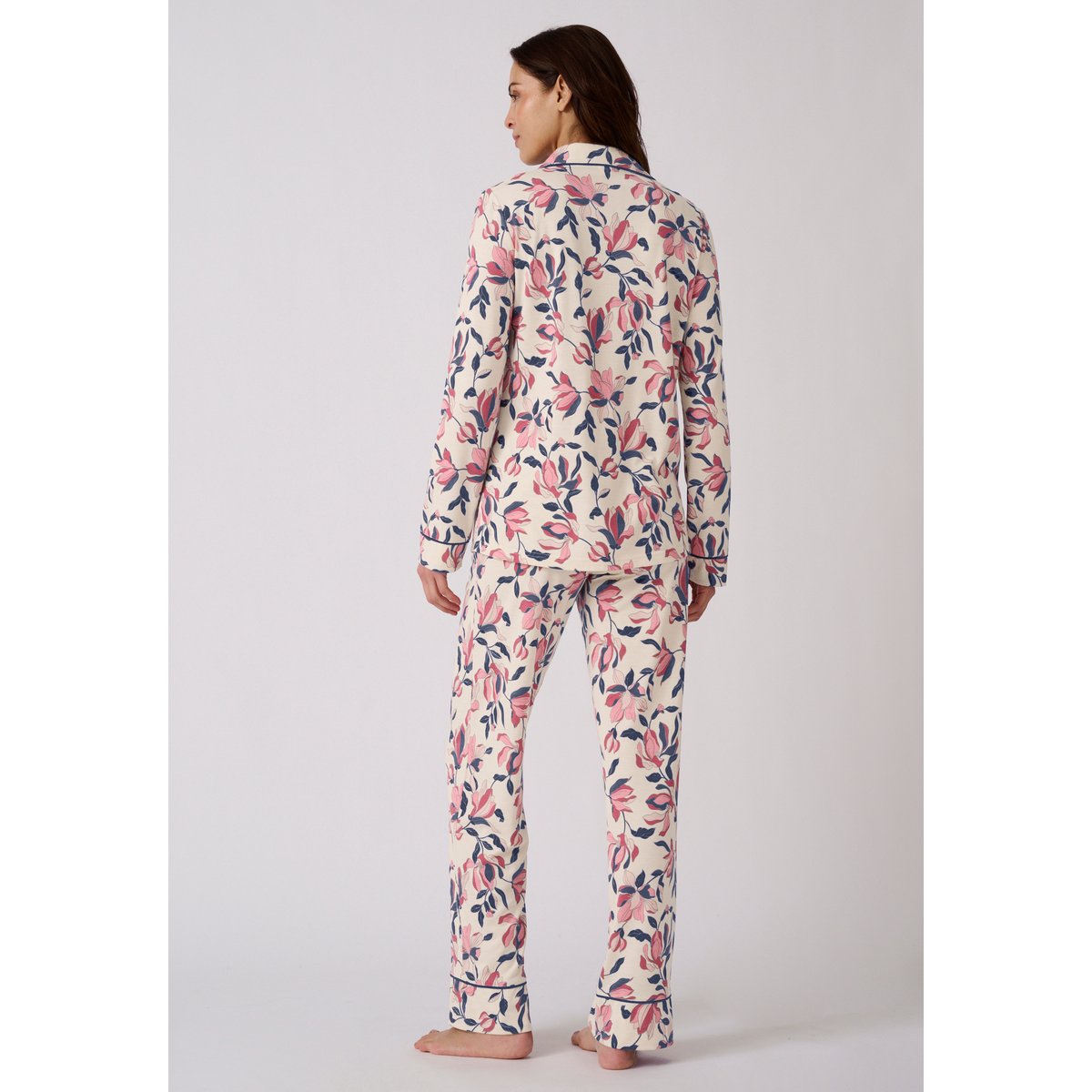 Pyjama boutonné Thermolactyl marron beige fleuri, DAMART