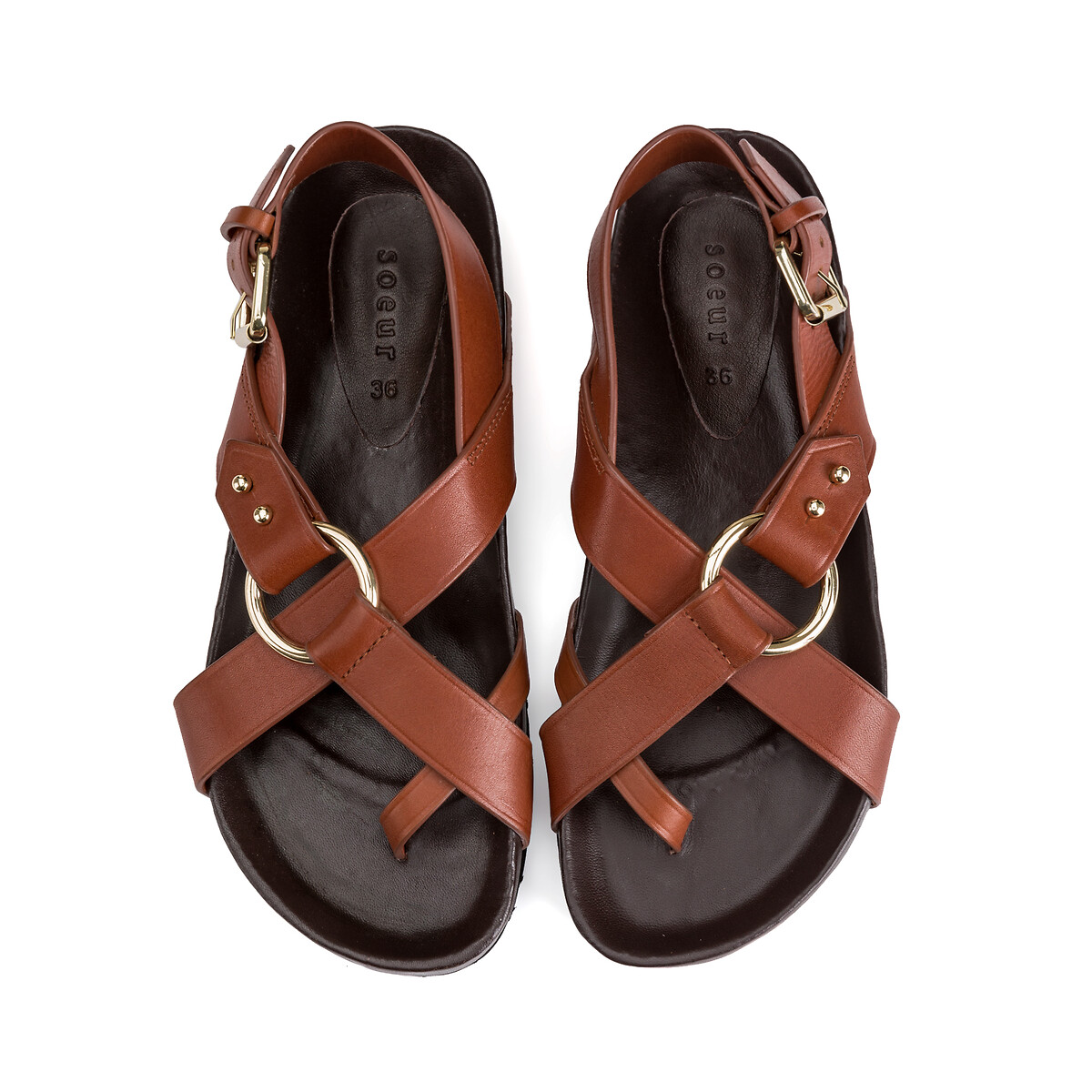 Sandales en cuir à brides MEXICO marron, SOEUR
