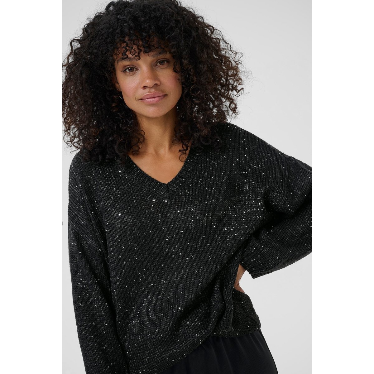 Pullover tricoté noir black deep, KAFFE