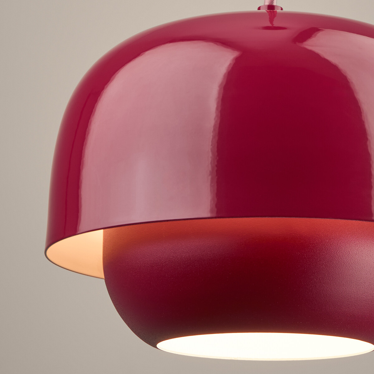 Lampada a sospensione in ferro colorato Ø21,4 cm, Kinoko bordeaux , LA REDOUTE INTERIEURS