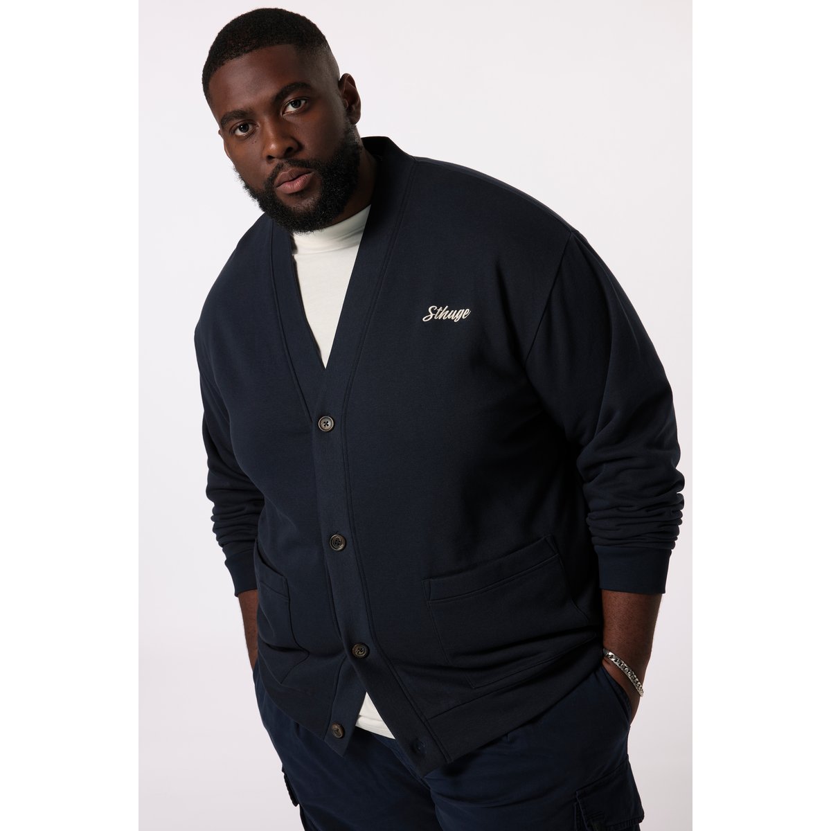 Veste en molleton marine foncé, STHUGE