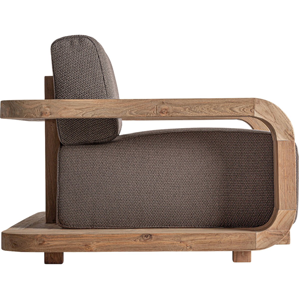 Fauteuil colonial en teck collection corba brun et bois naturel, RECOLLECTION