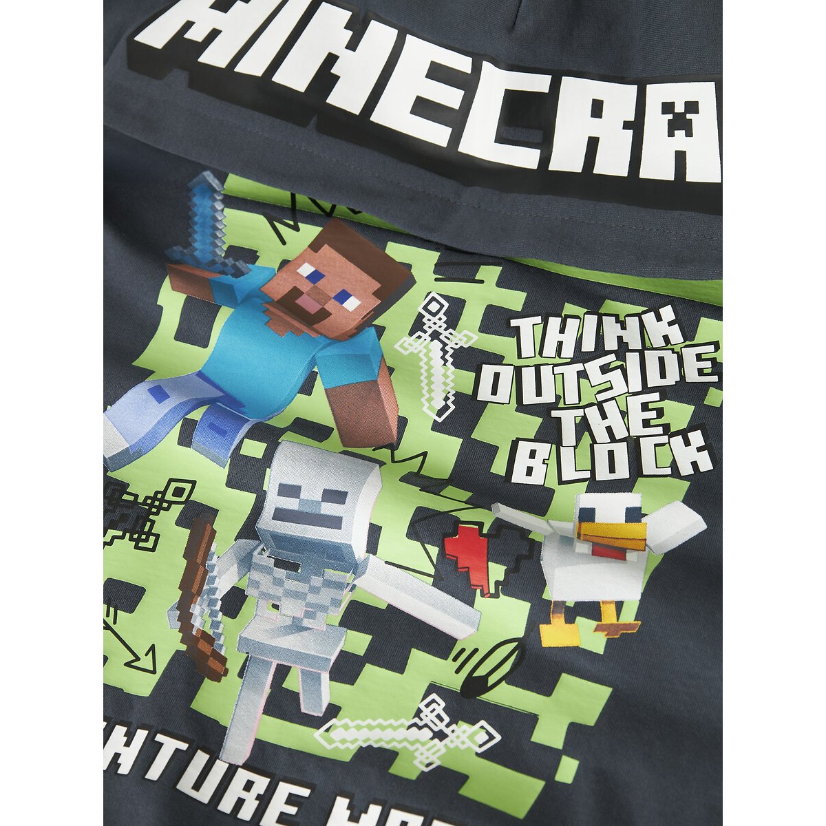 Sweat à capuche avec imprimé MINECRAFT, en molleton bleu grisé, NAME IT