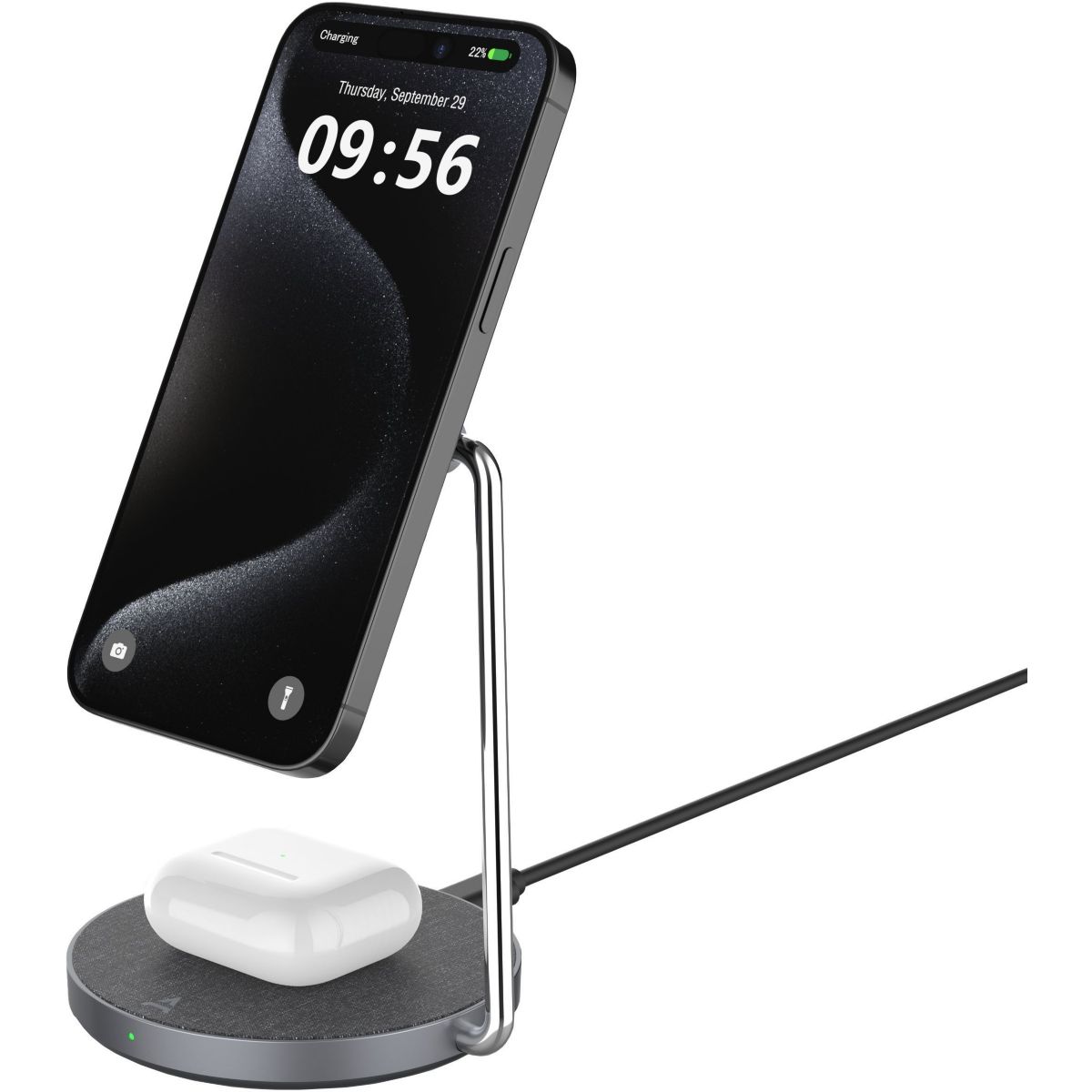 Chargeur stand compatible Qi2/MagSafe 2 en 1 15W couleur unique, ADEQWAT