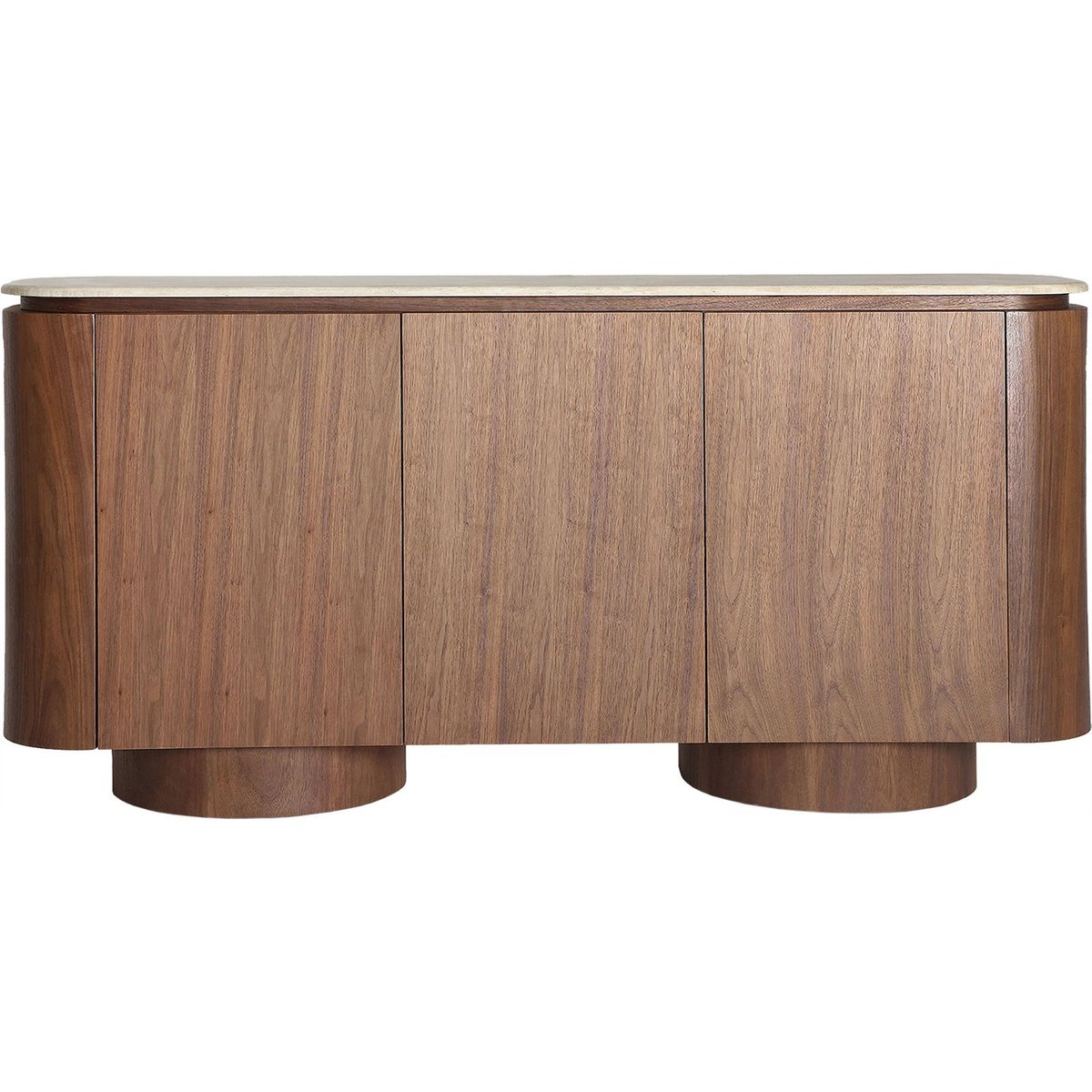 Buffet contemporain en bois de noyer beige marbré et noyer foncé, RECOLLECTION