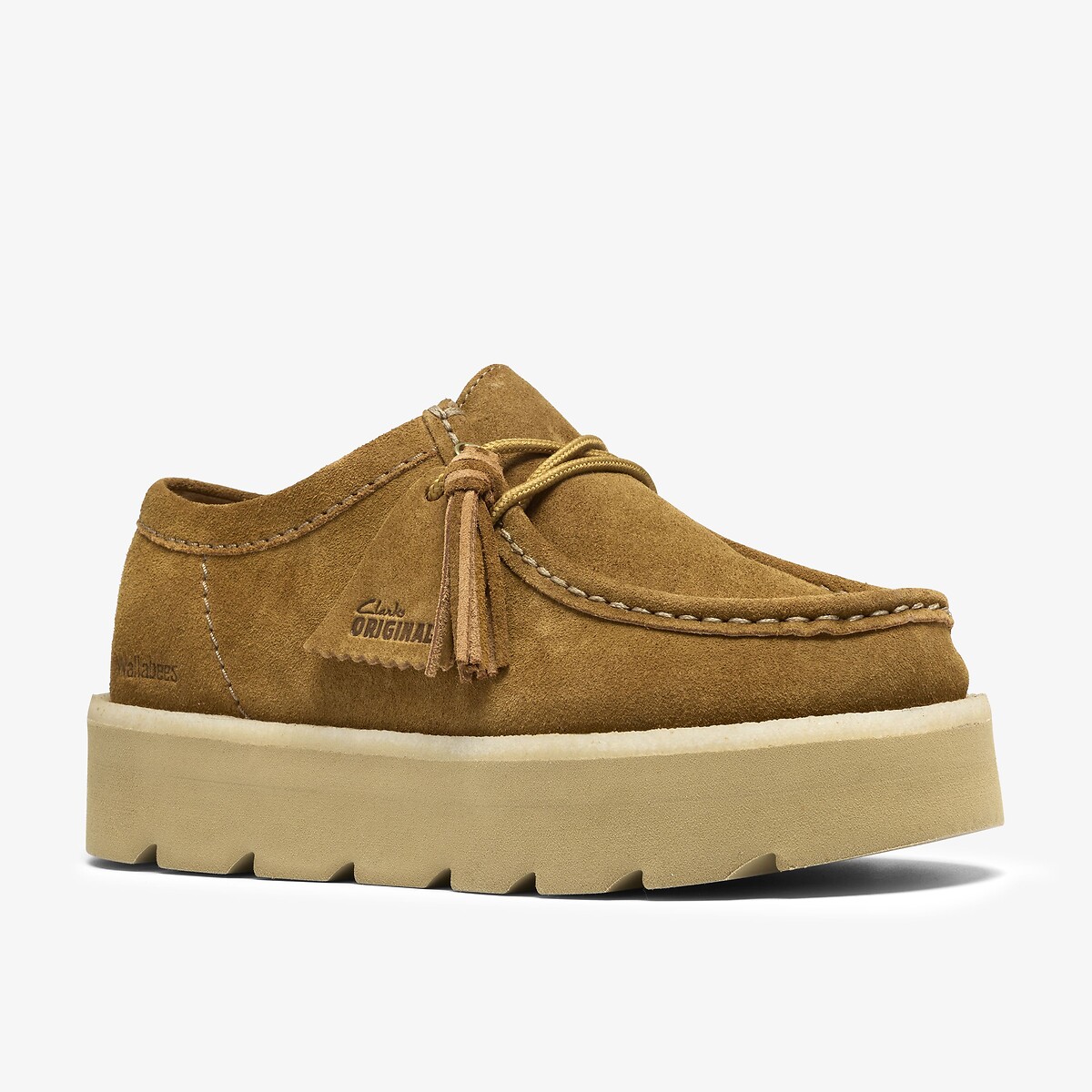 Scarpe in pelle scamosciata, suola con zeppa, MEARE WALLA marrone, CLARKS