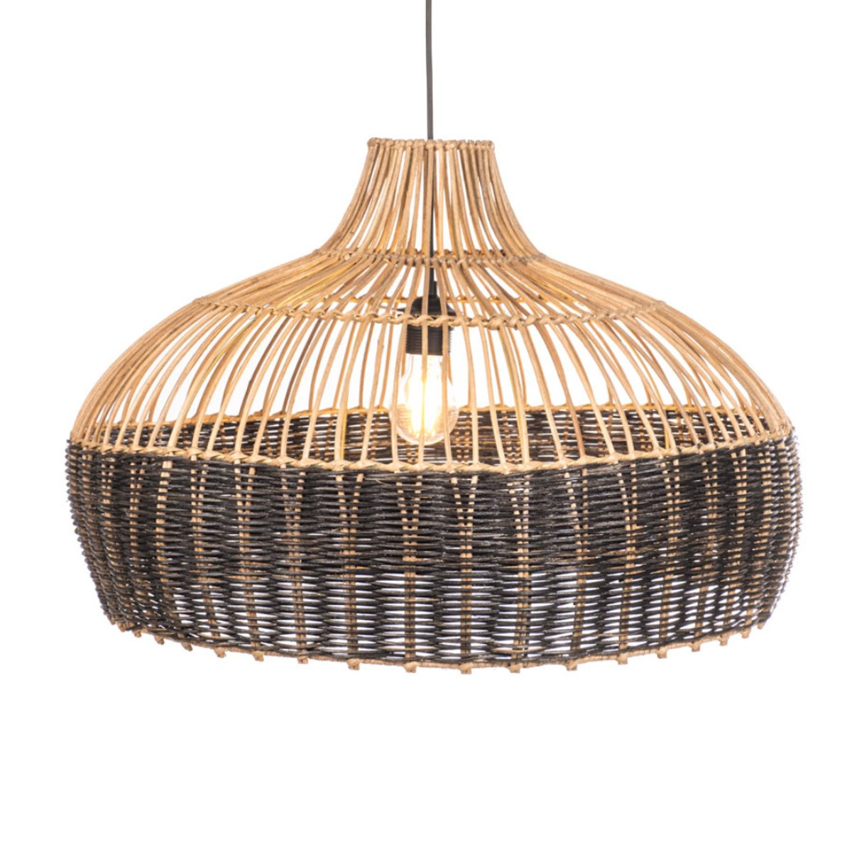 Grande suspension en rotin GAELLE naturel et noir, HYDILE