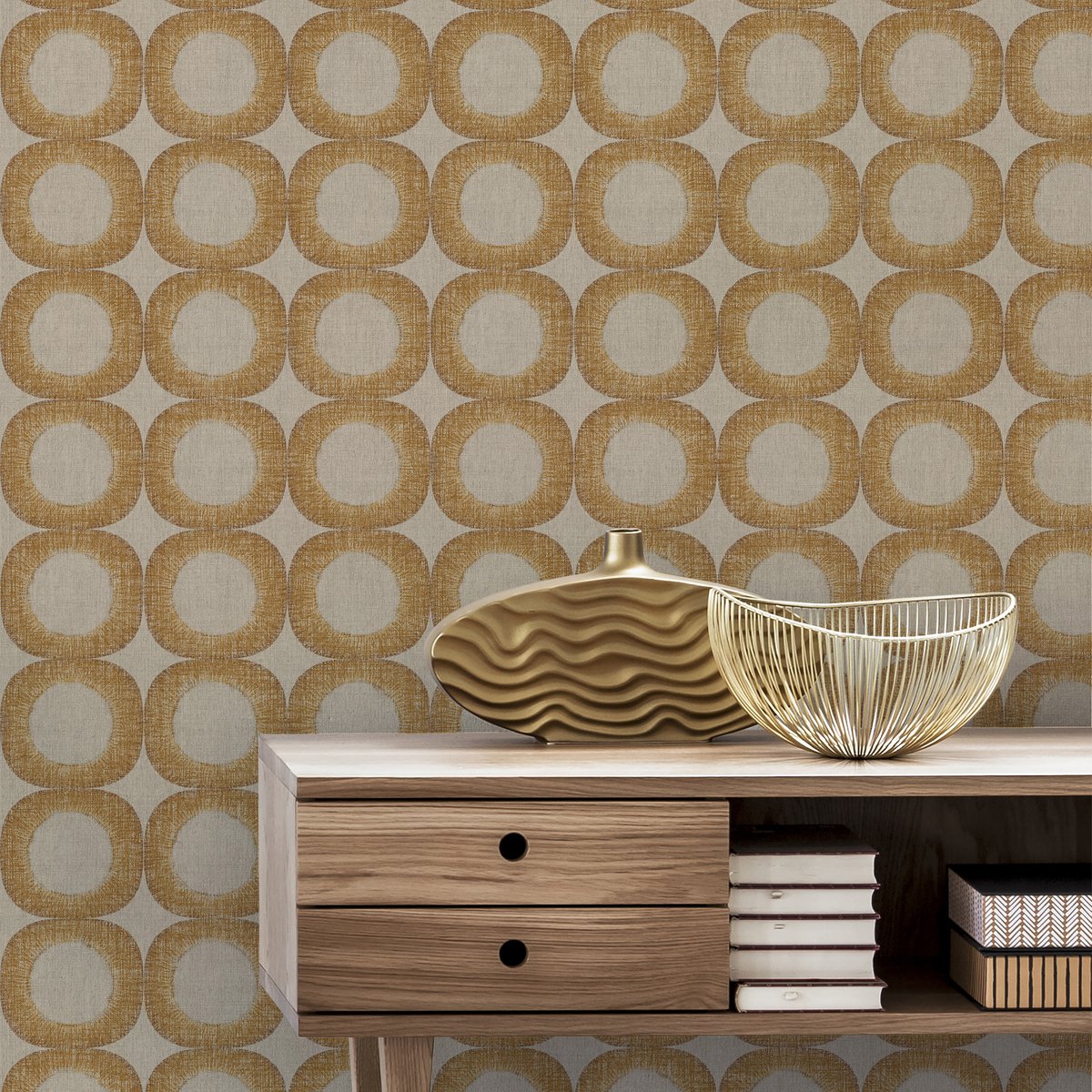 Papier peint cercles Harmonie sable, SUBLIME