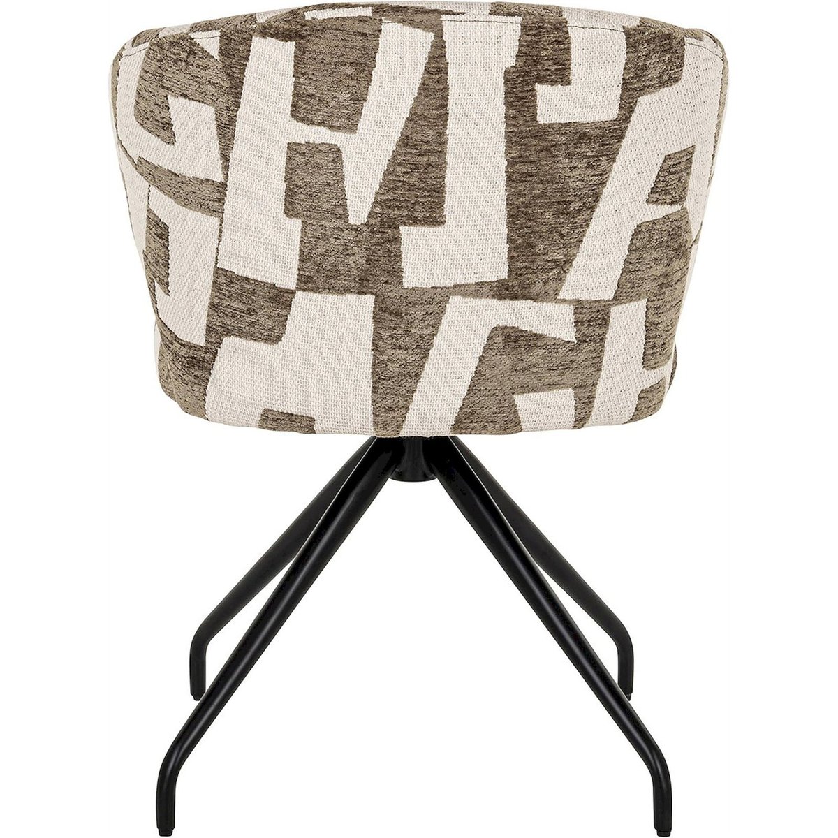 Chaise pivotante en tissu beige graphique motif marron mousse, RECOLLECTION