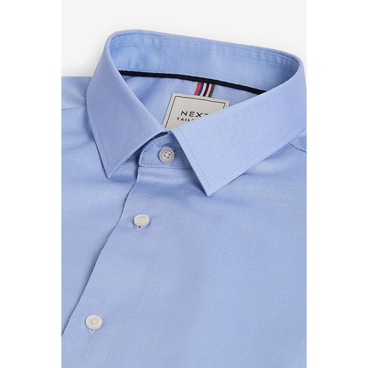 Chemise texturée slim à poignet, lot de 3 blanc/bleu, NEXT
