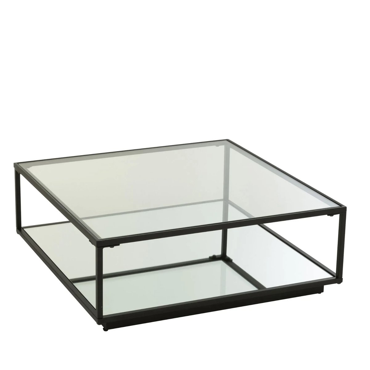 Table basse carrée en verre et métal noir L80 - ORION transparent, HELLIN, DEPUIS 1862