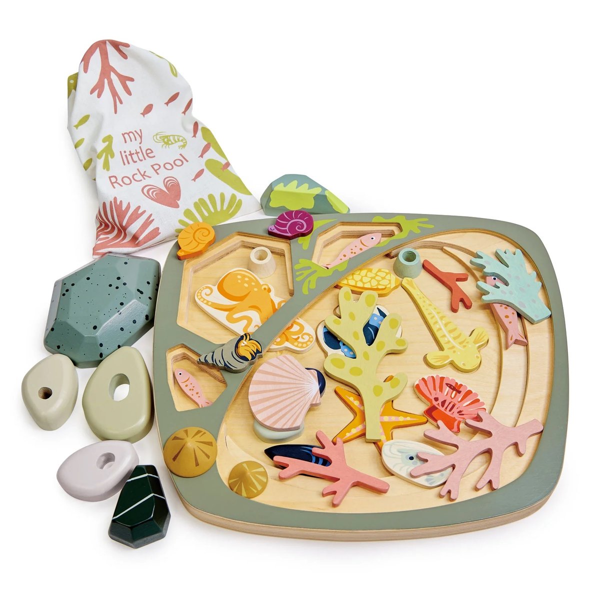 Mon petit étang avec rochers bleu, beige, jaune, TENDER LEAF TOYS