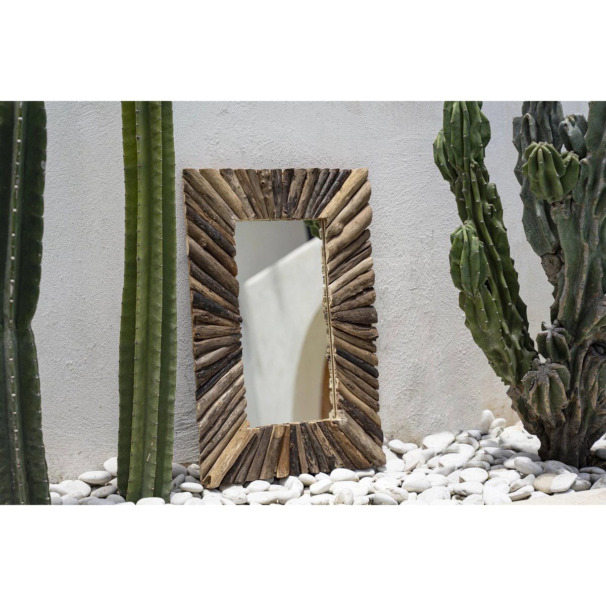 Miroir en bois flotté DRIFTWOOD FRAMED beige, BAZAR BIZAR