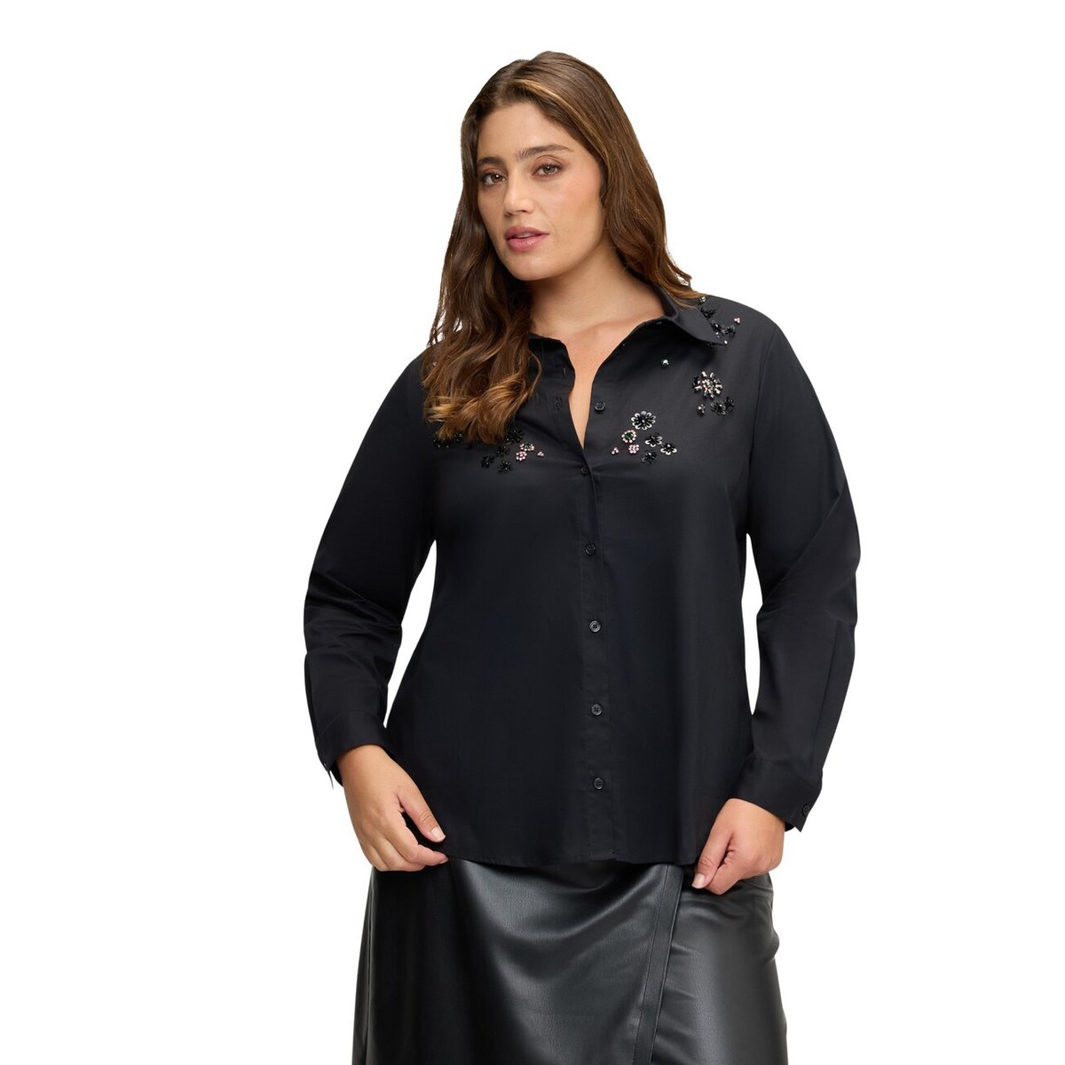Chemise avec applications bijoux noir, FIORELLA RUBINO