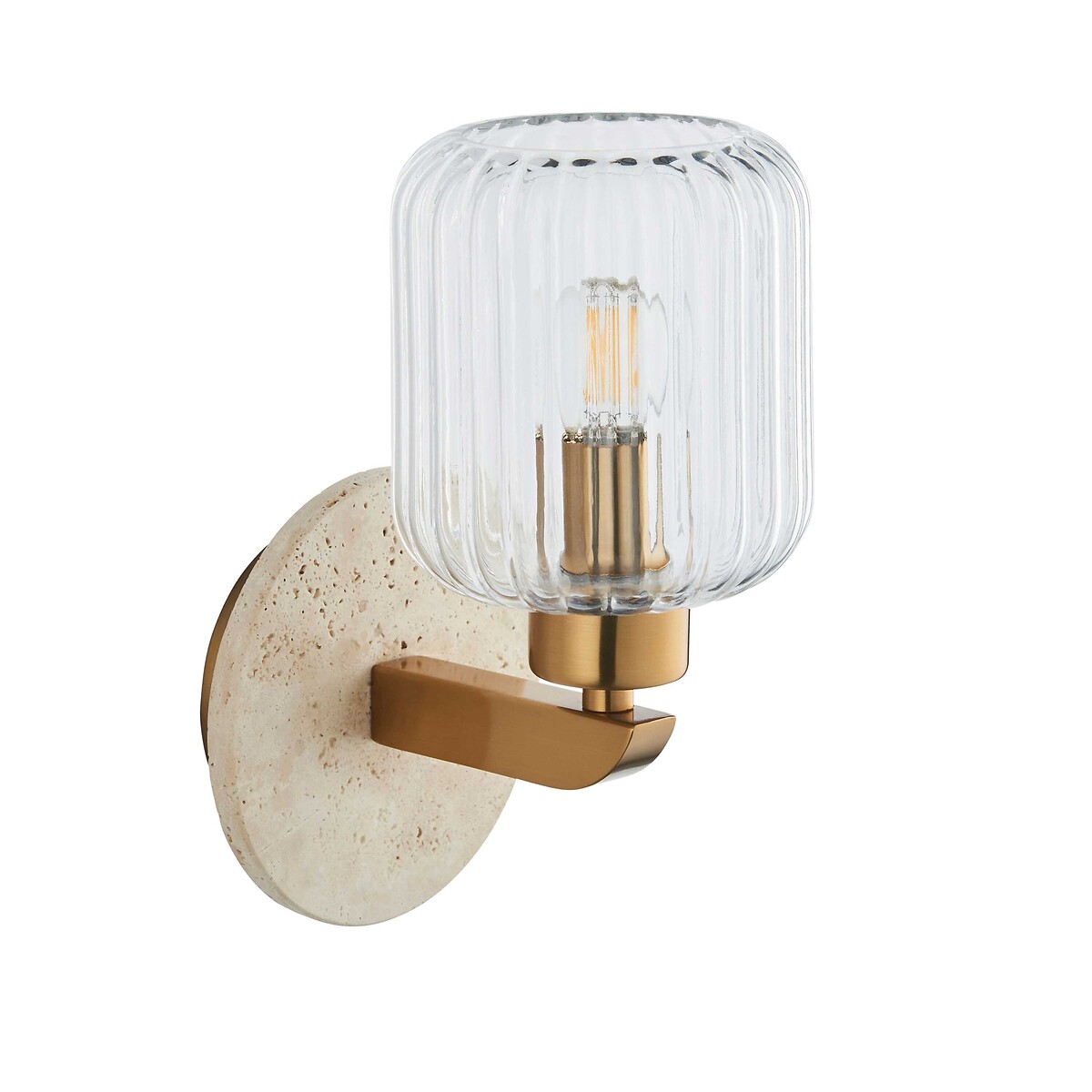 Torro Ribbed Glass Travertine Wall Light beige, ÉDITÉ