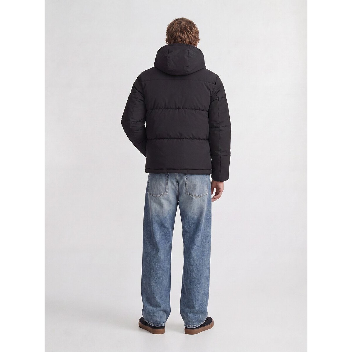 Doudoune courte capuche fixe col montant, plein hiver noir, JACK & JONES