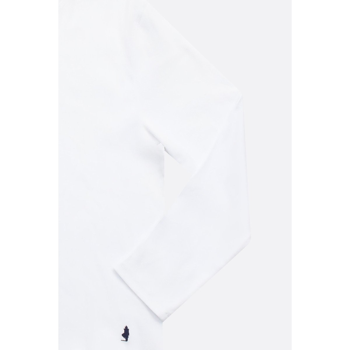T-shirt uni manche longue col tunisien blanc, MCS