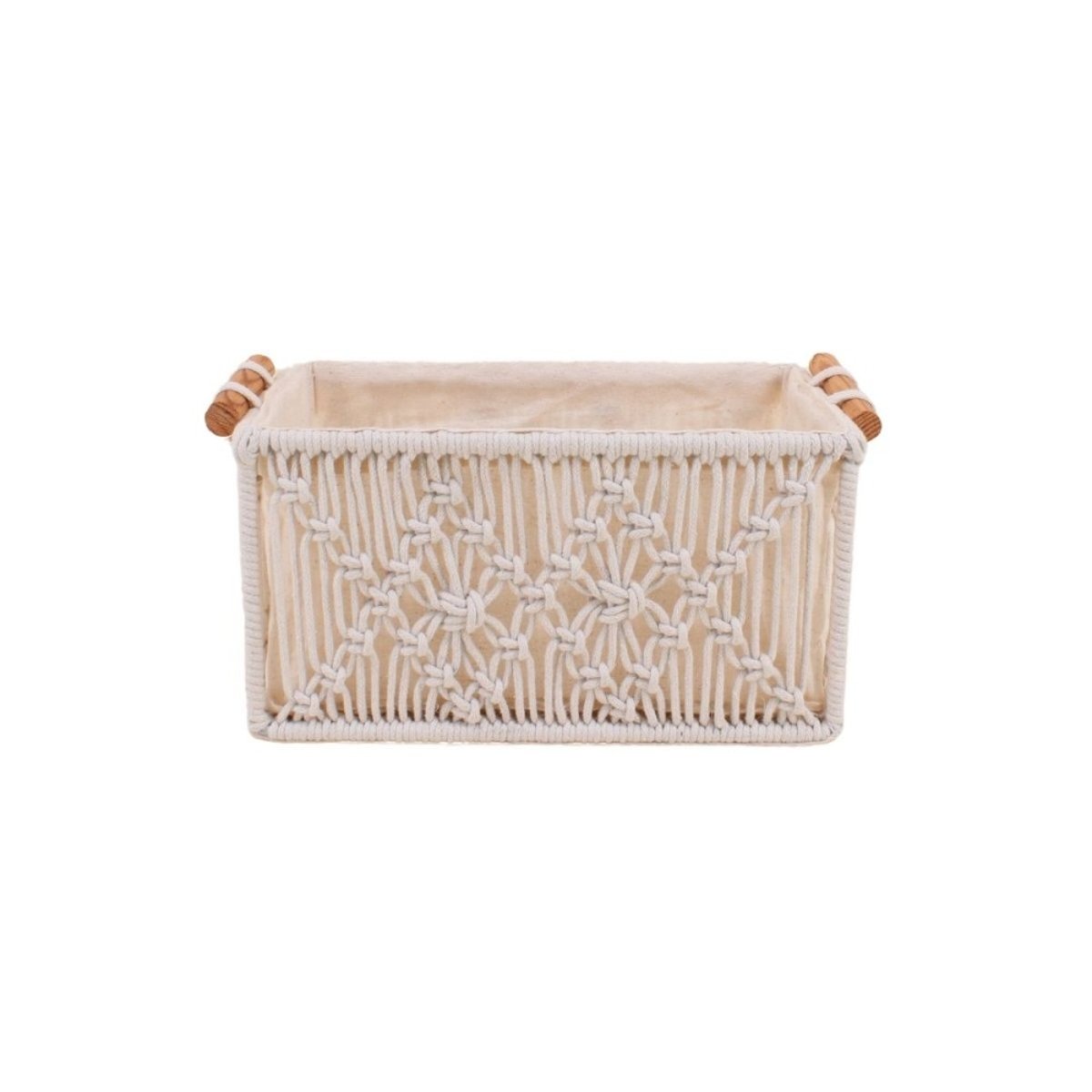 Panier déco macramé 28x18cm beige, ORNAMI