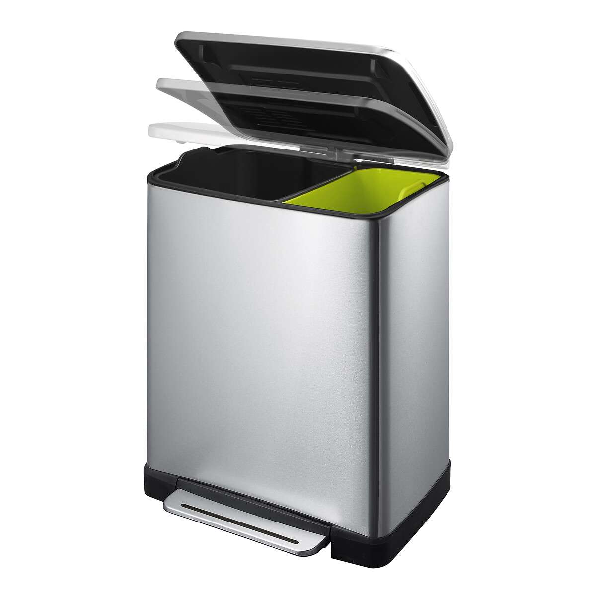 Balde de Pedal Recycle E-Cube 28+18L, EKO inox mate, EKO