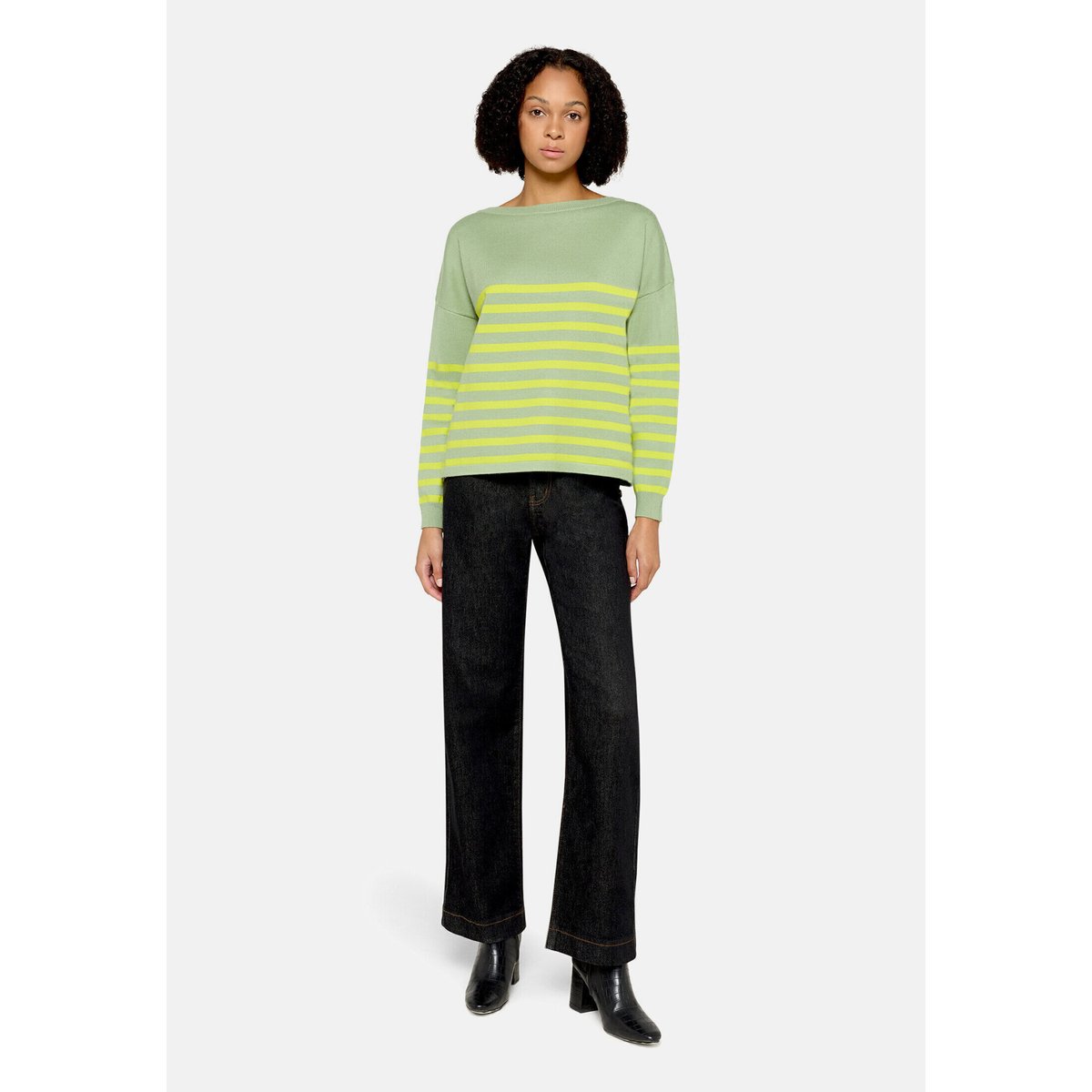 Pull-over en maille à encolure bateau green/yellow, CARTOON