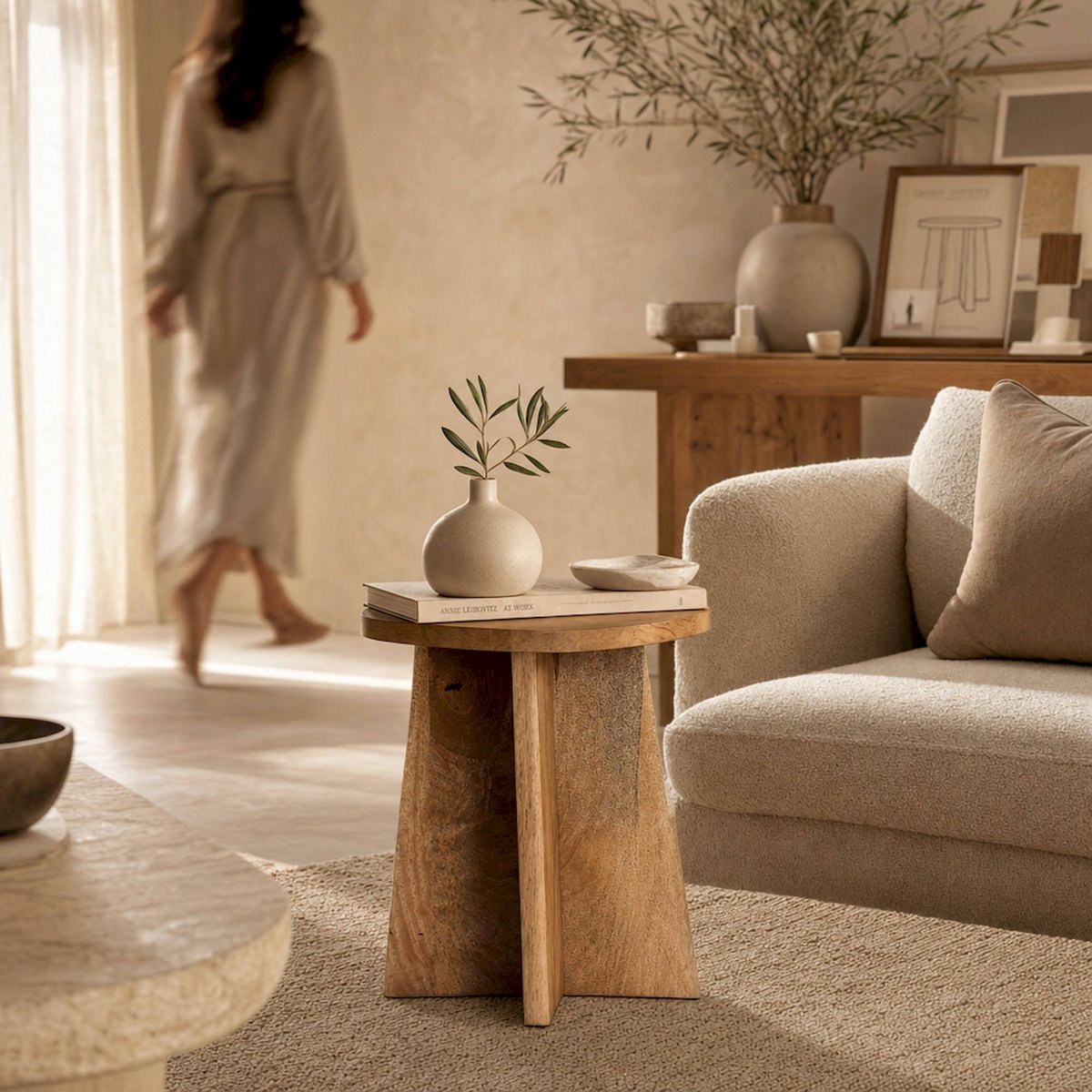 Table d'appoint bois de manguier VACIO brun clair, RECOLLECTION