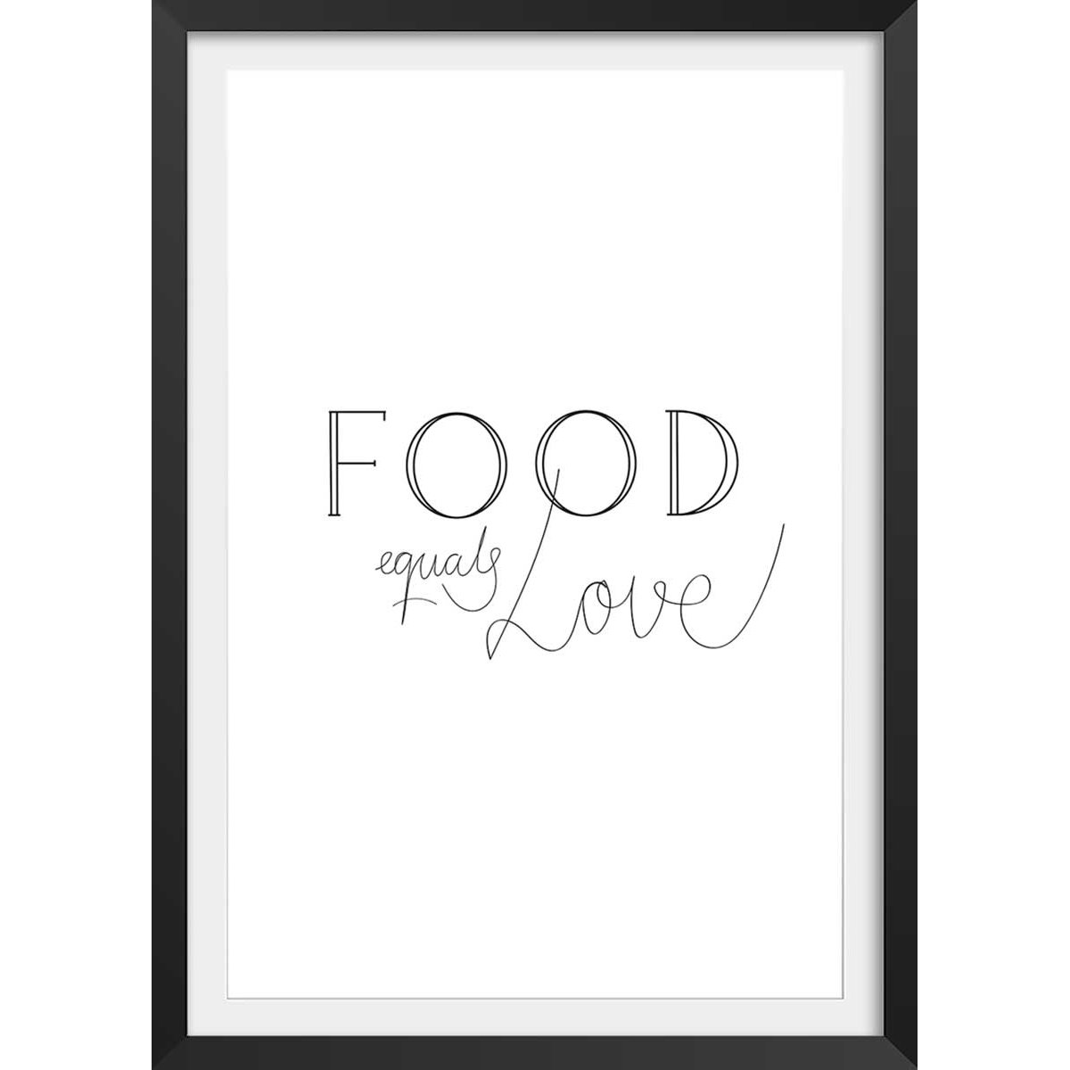 Affiche  food love affiche + cadre en bois - noir, HEXOA