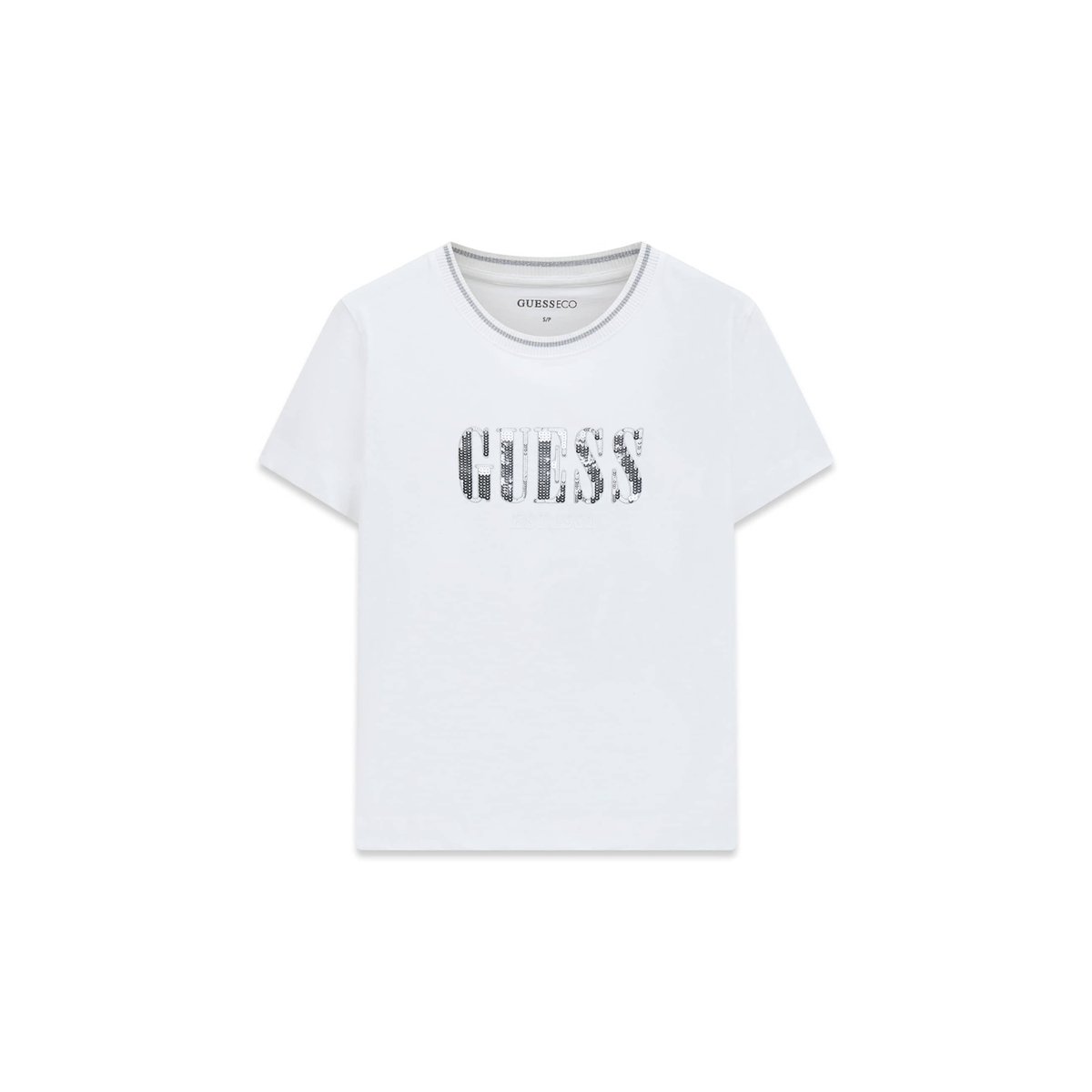 T-Shirt Avec Logo En Sequins blanc, GUESS