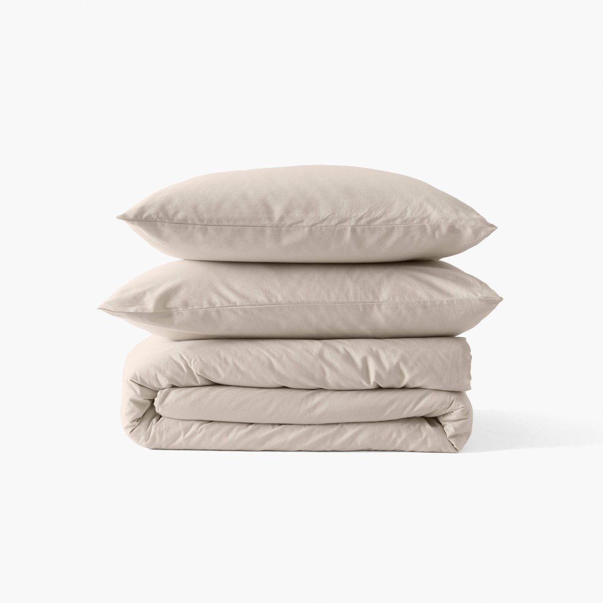Taie d'oreiller rectangulaire satin de coton bio lavé QUARTZ dune, CARRE BLANC
