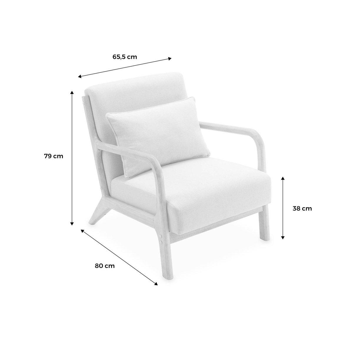 Fauteuil scandinave bois d'hévéa et tissu LORENS gris foncé, SWEEEK