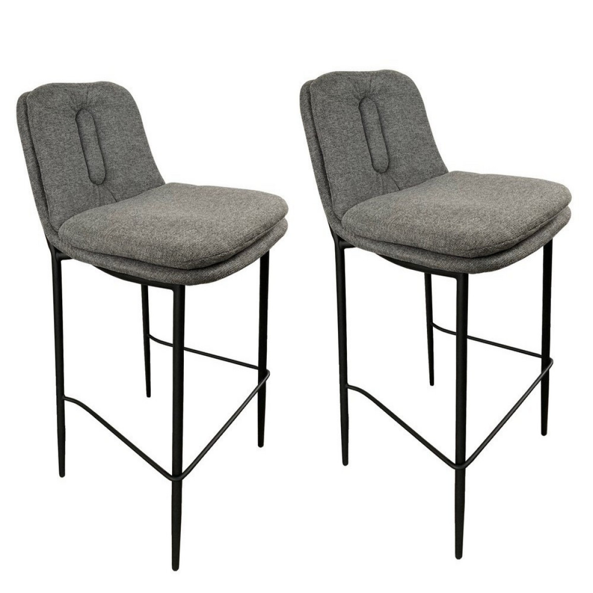 2 Tabourets de Bar en Tissu et Acier - MGM gris foncé, MATHI DESIGN