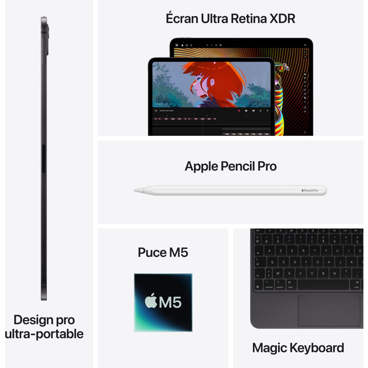 Tablette Apple Pro 11 M5 2To Noir Sidéral Standard Cell noir, APPLE