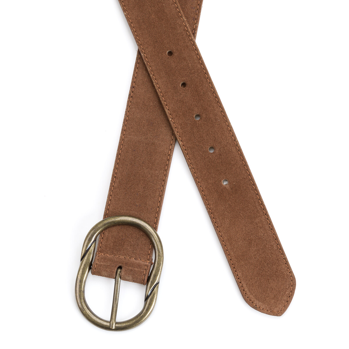 Cintura in pelle scamosciata Laura cognac, PIECES