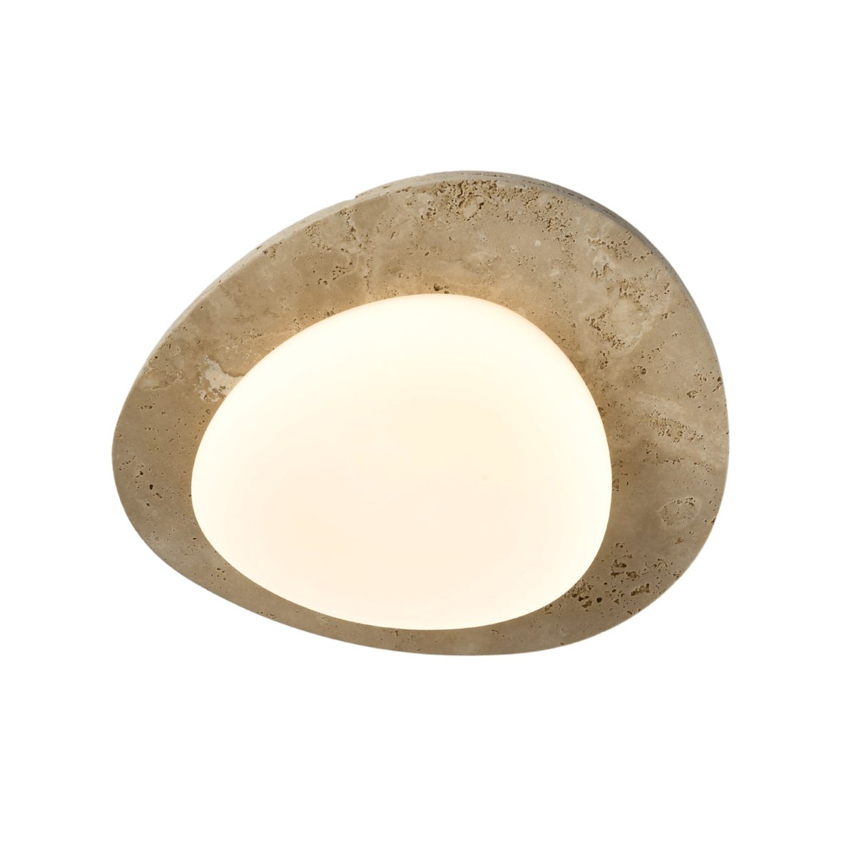 Plafonnier LED travertin naturel - NYMÉRIA beige, blanc et laiton, KOSILUM