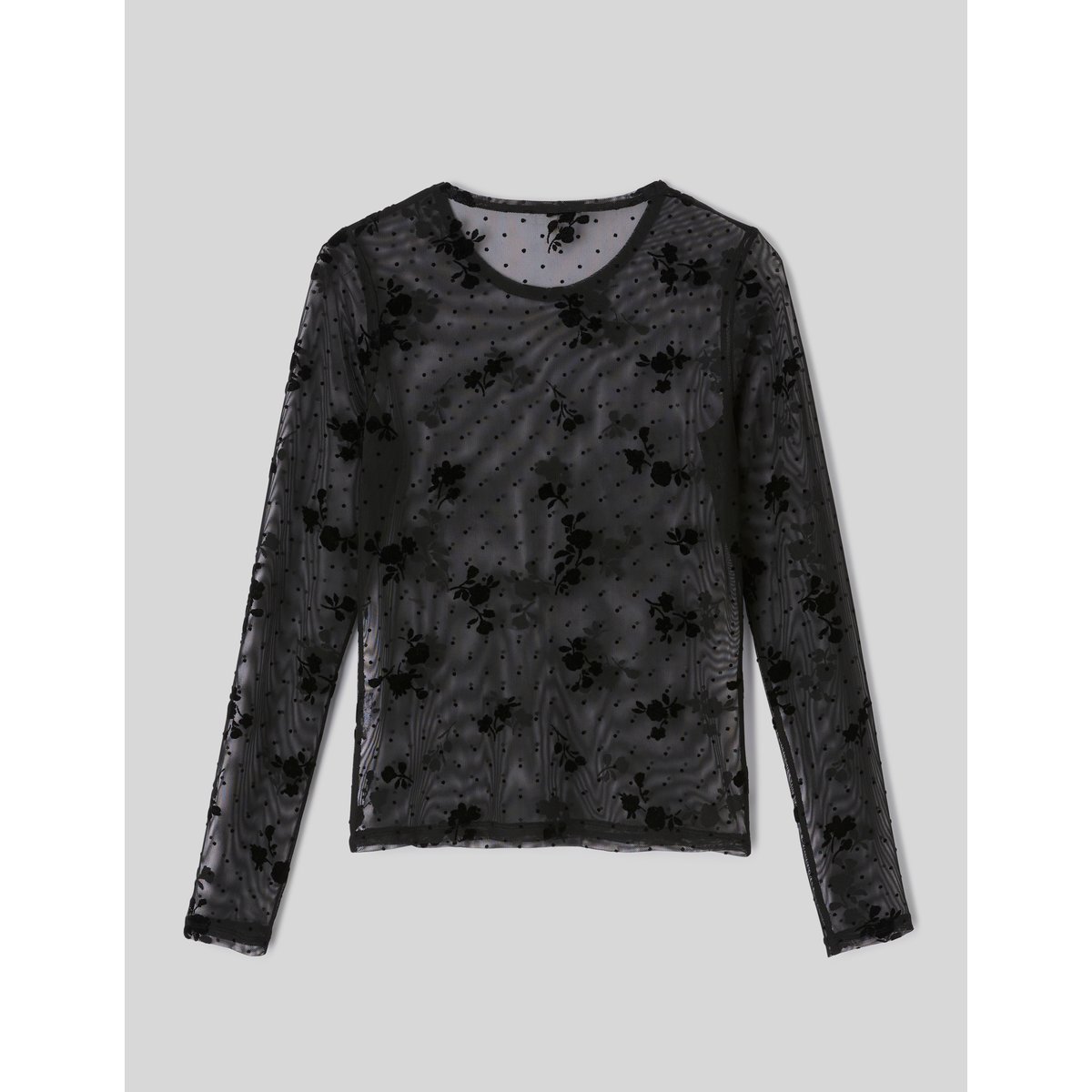T-shirt résille manches longues noir, BZB