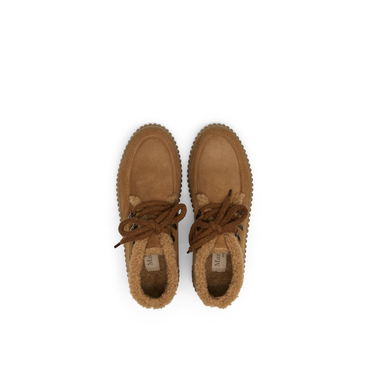 Chaussures à lacets montant jusqu'à la cheville, modèle Bianca en cuir velours souple cognac, MARC O'POLO