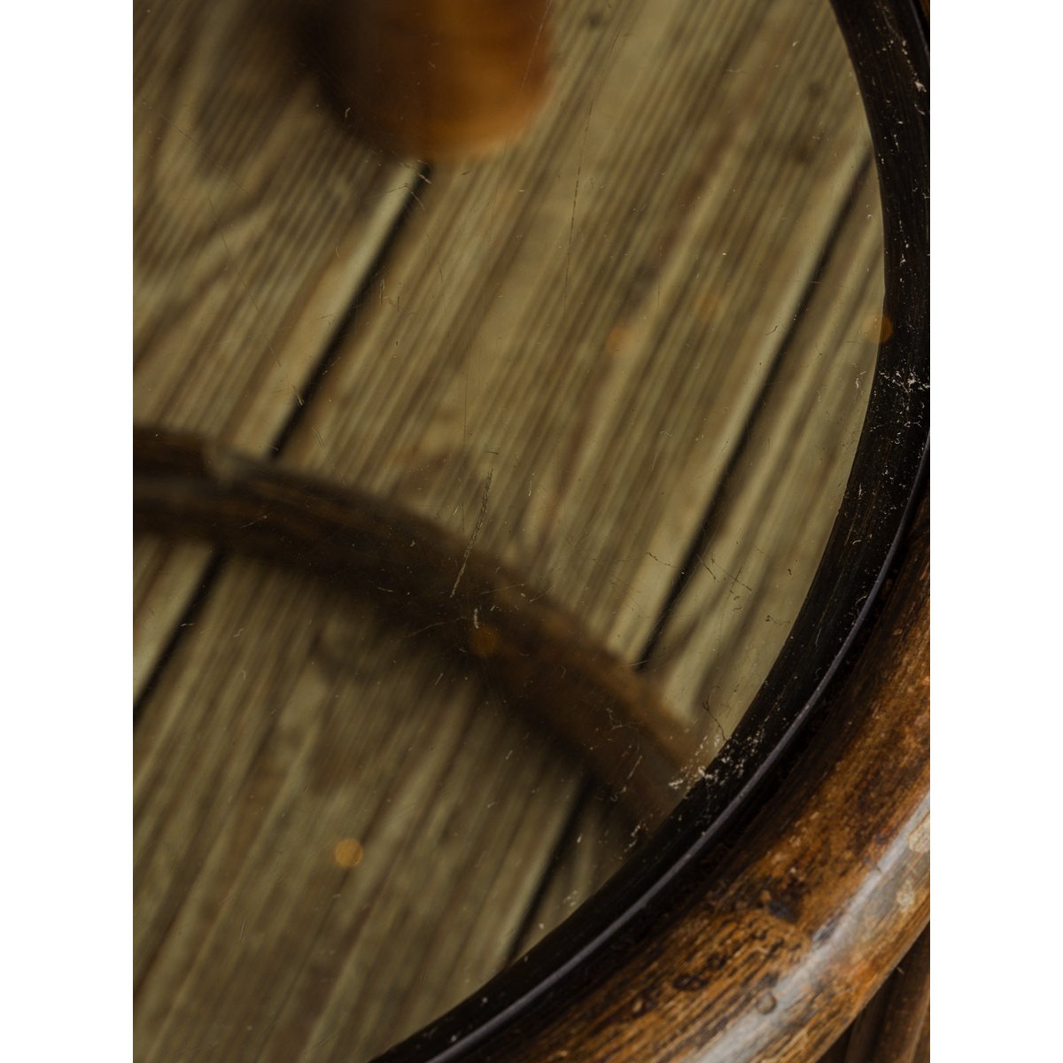 Table d'appoint en verre et bois Francine N°1672 - Bon état bois foncé, DEBONGOUT