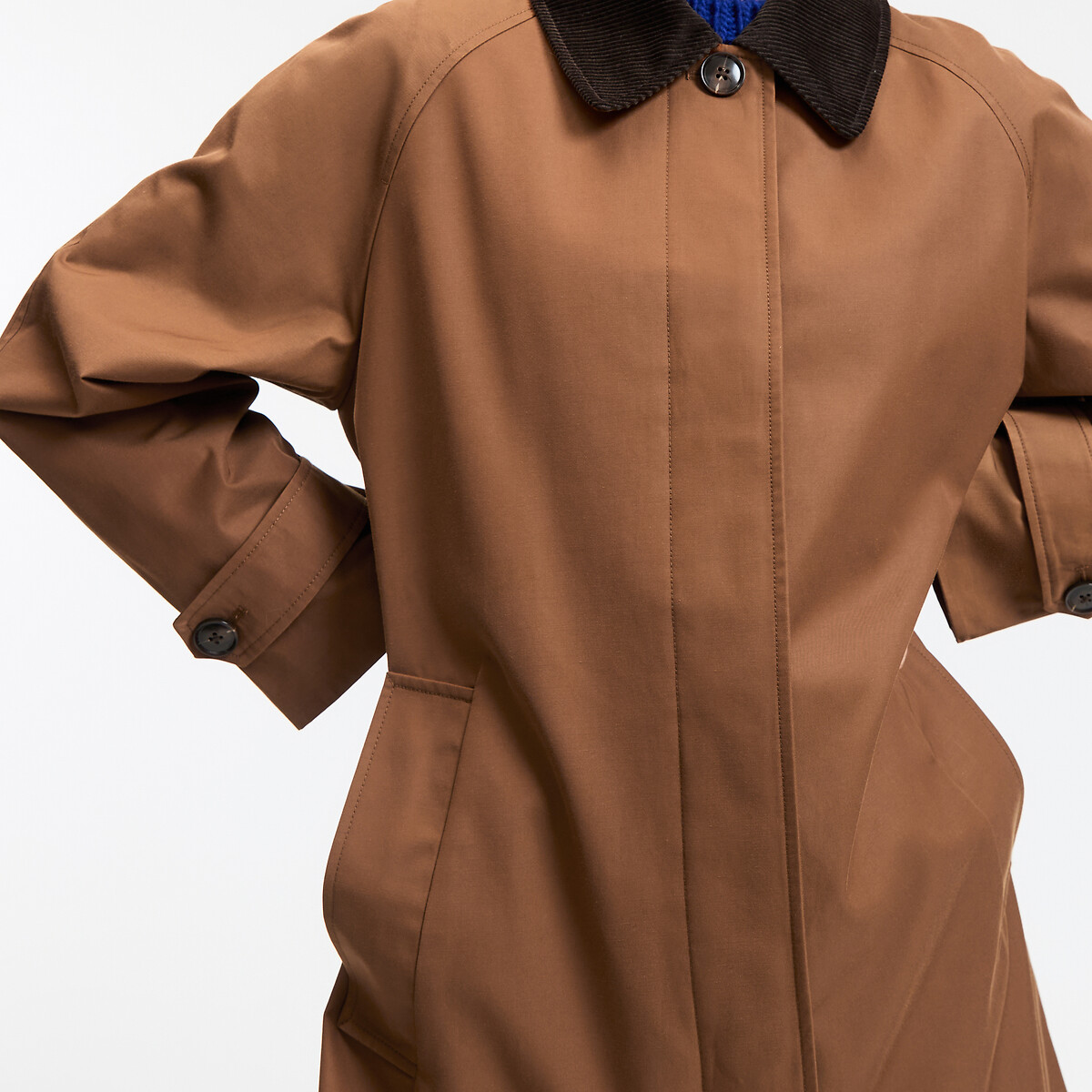 Long Mid-Season Trench Coat with Button Fastening camel brown, LA REDOUTE COLLECTIONS