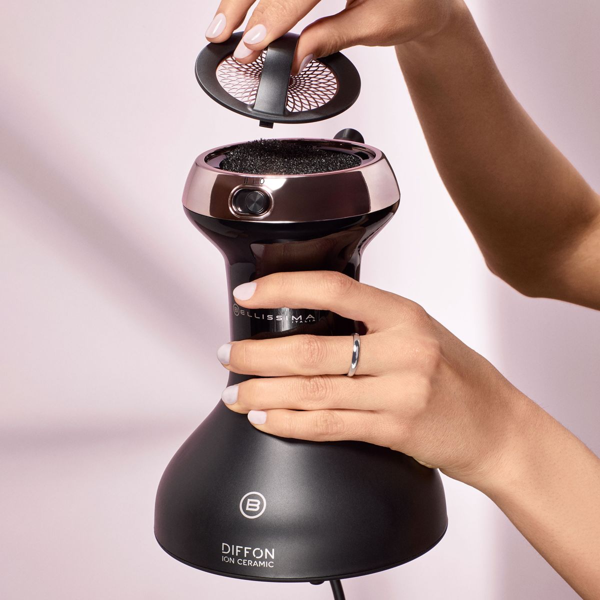 Diffuseur sèche-cheveux Diffon Ion Ceramic rose et noir, BELLISSIMA