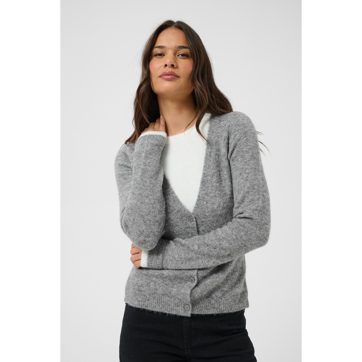 Pullover tricoté gris grey melange, KAFFE