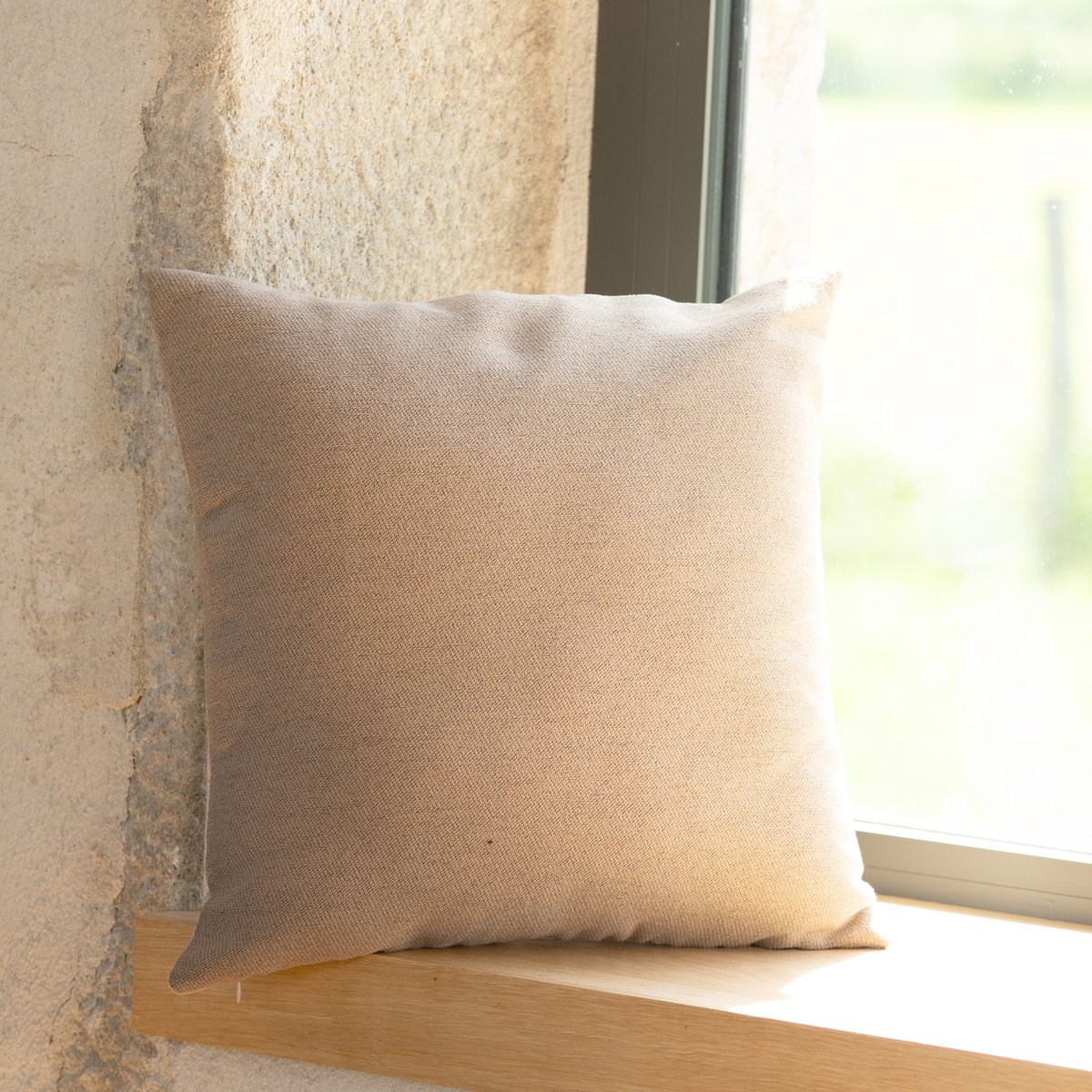 Coussin jacquard avec motif chalets - QABANE beige, HOME MAISON