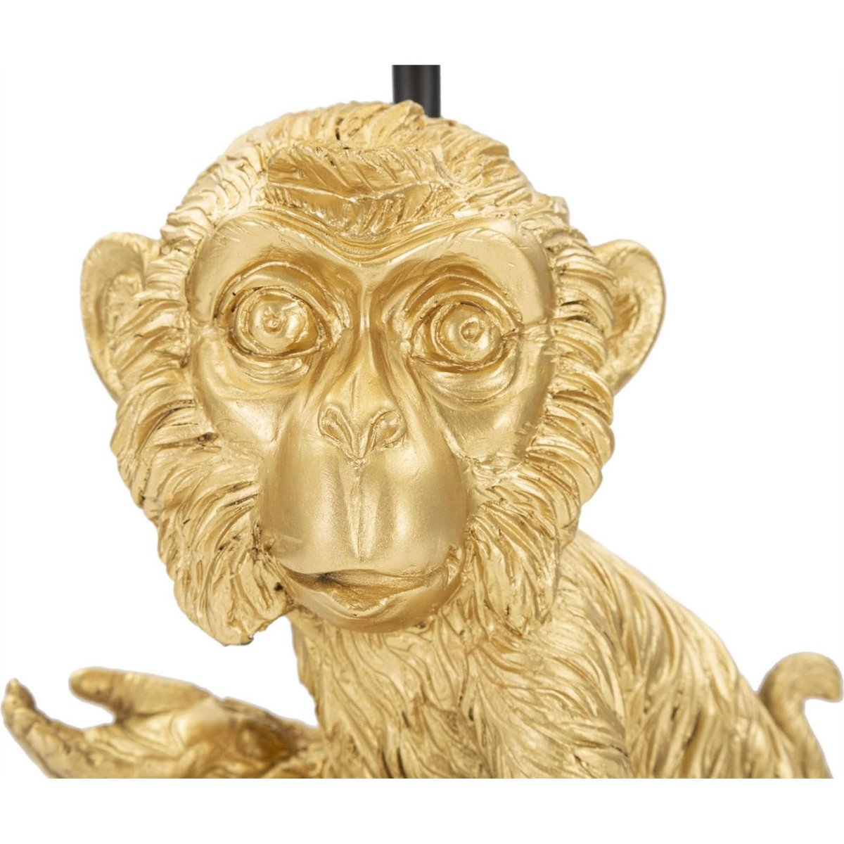 Lampe à poser singe abat-jour tissu en fer GLAM doré et noir, RECOLLECTION