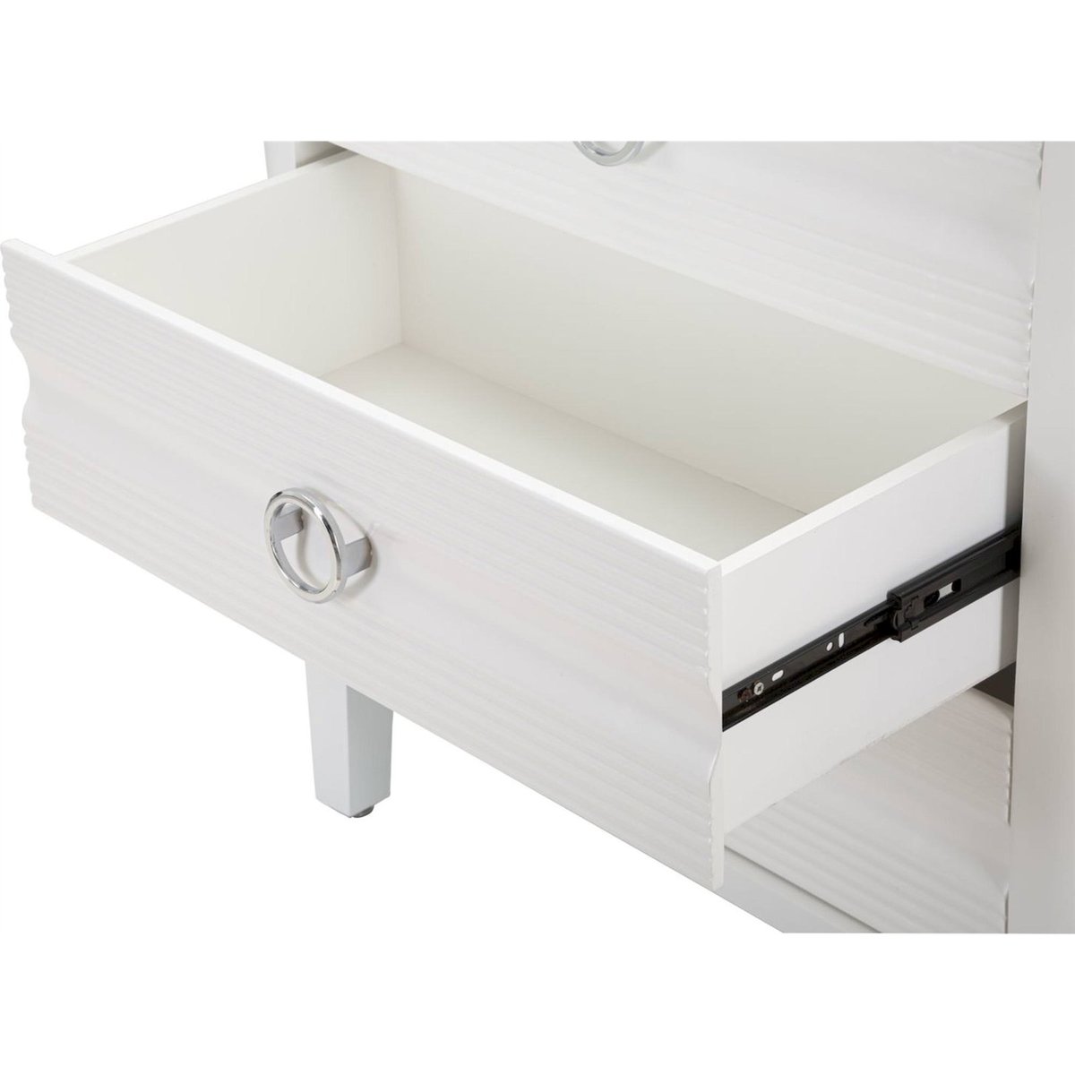 Commode 3 tiroirs façades texturées métal GLAM blanc, RECOLLECTION
