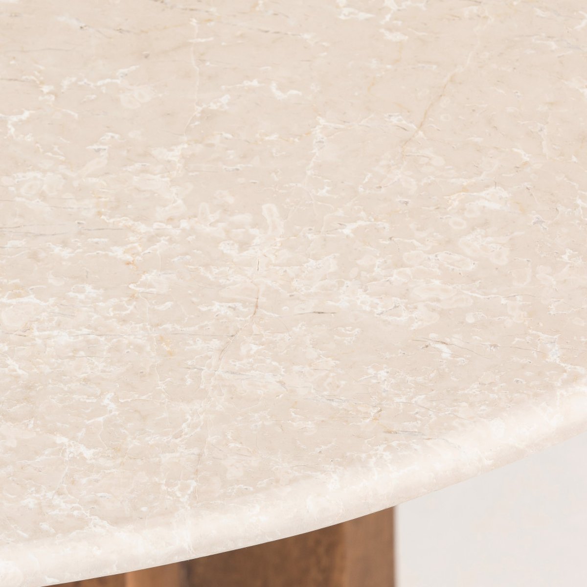 Table à manger 4 personnes ronde en marbre et bois massif- SORONG blanc ivoire, DRAWER