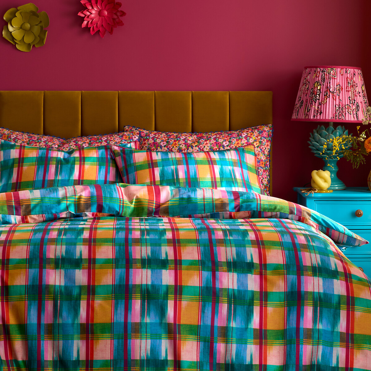 Wanderweave Ikat Check 100% Cotton Reversible Duvet Cover Set multi-coloured, SOPHIE ROBINSON