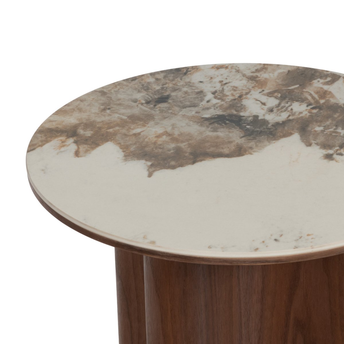 Bout de canapé Clea D 50 cm en céramique et bois - CLEA marron, AMADEUS