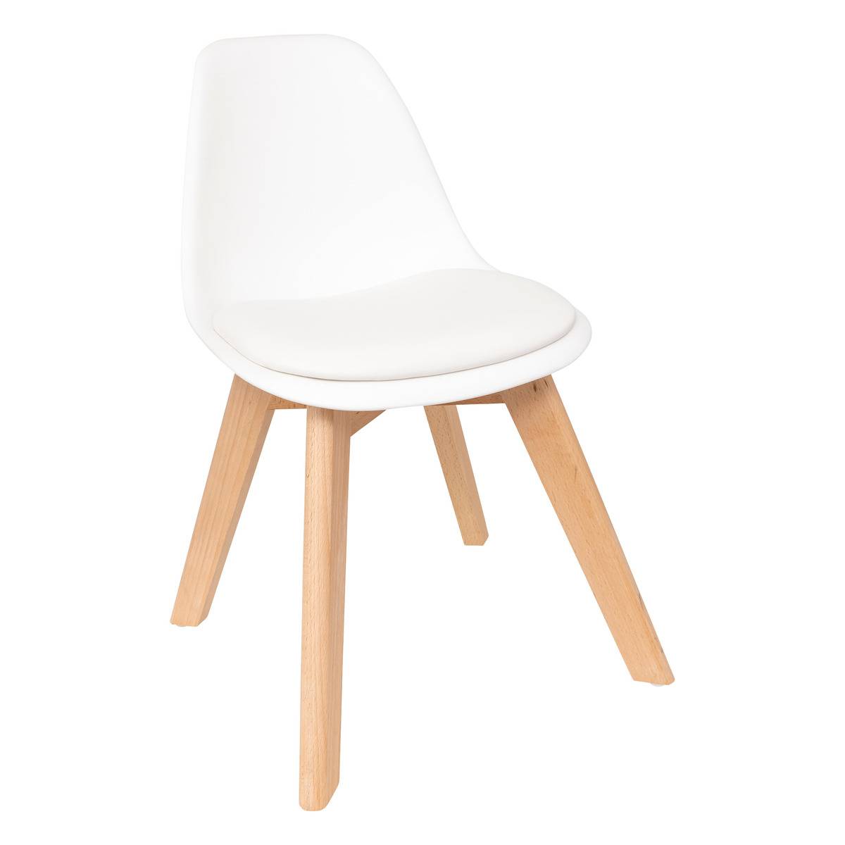 Chaise enfant design scandinave piètement hêtre BAYA blanc, ATMOSPHERA FOR KIDS