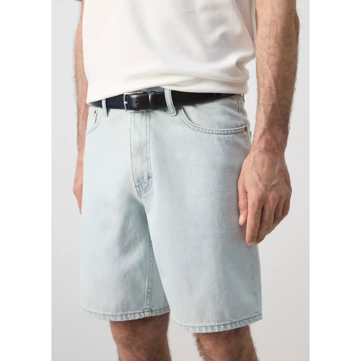 Bermuda en jean droit bleu délavé, MANGO MAN