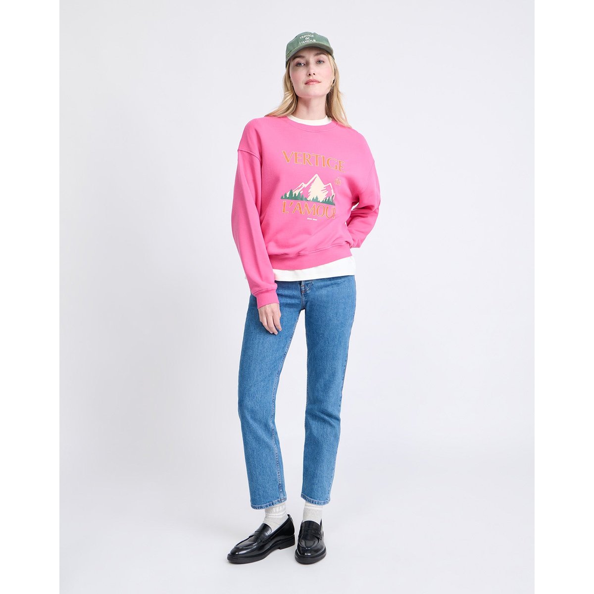 Sweat Vertige de l'amour en coton bio fushia garment dye, EMOI EMOI