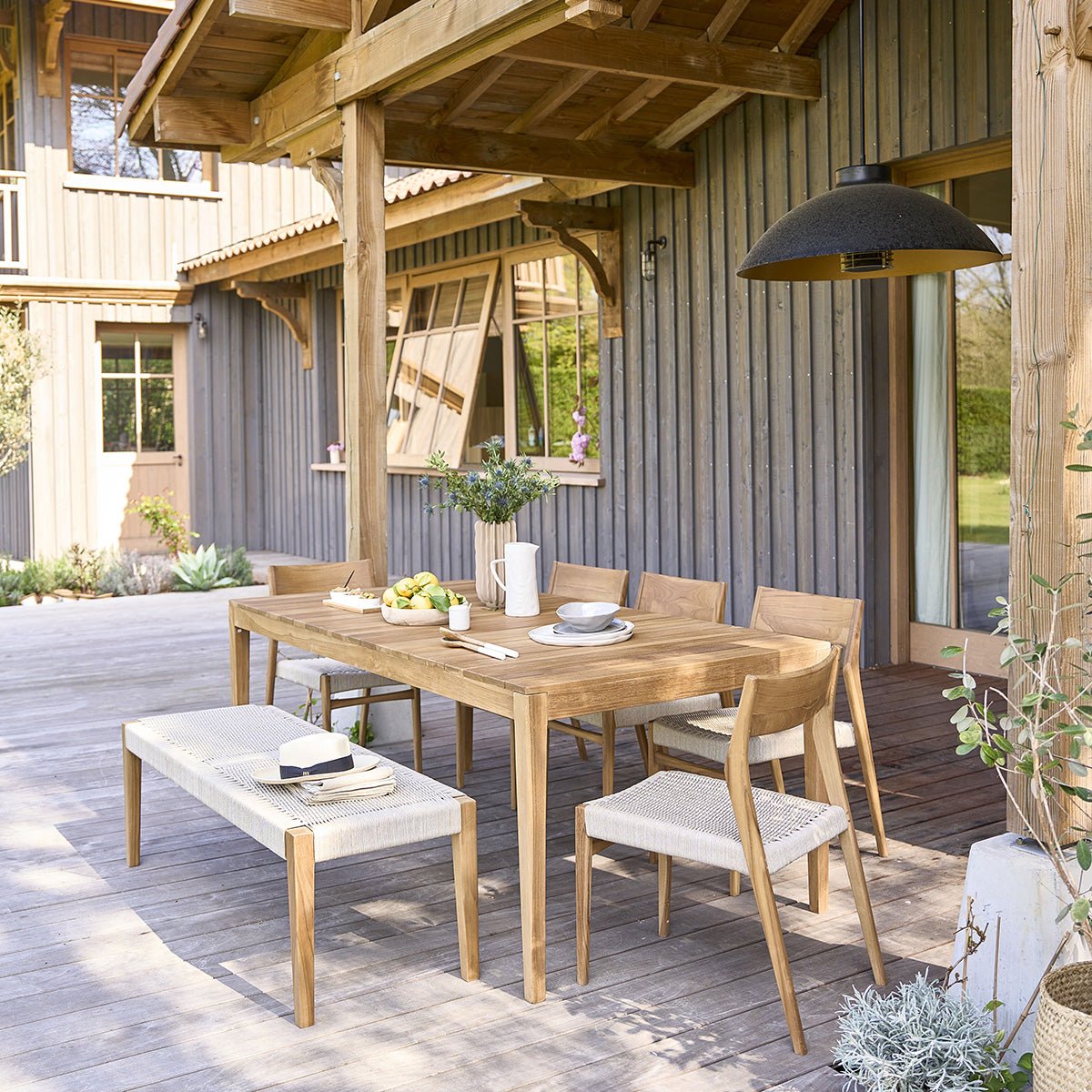Fauteuil de jardin en teck massif et cordage LIVIE beige, BERAH GETAH